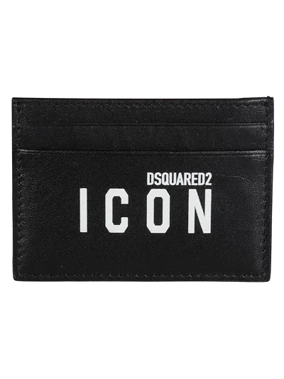 Dsquared2 Logo Printed Rectangular Card Holder In Black