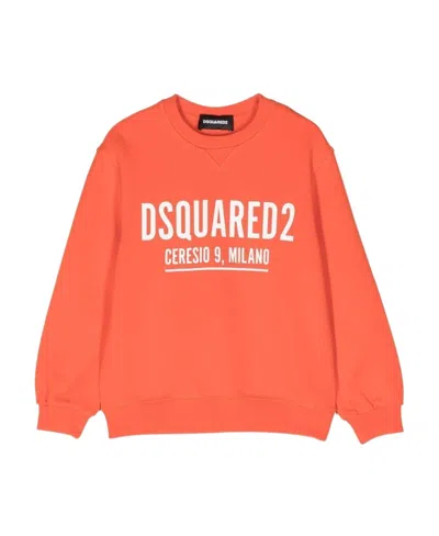 Dsquared2 Logo Printed Round Neck Sweater In Orange