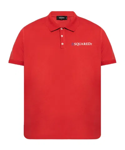 Dsquared2 Logo-printed Short-sleeved Polo Shirt In Red