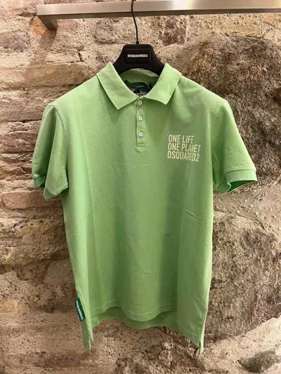 Dsquared2 Logo Printed Short Sleeved Polo Shirt In Green