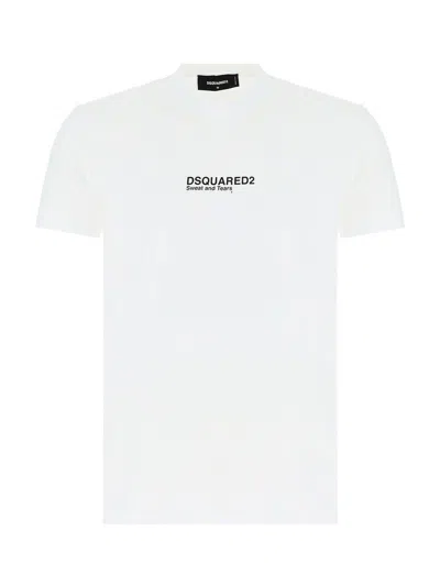 Dsquared2 Logo Printed Short-sleeved T-shirt In Bianco