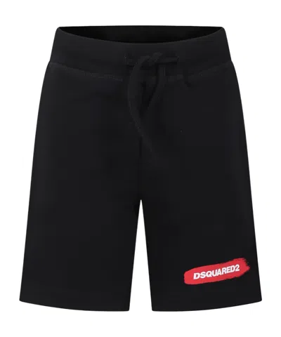 Dsquared2 Black Shorts For Boy With Logo