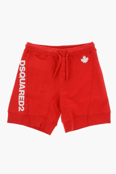 Dsquared2 Logo Printed Sweat Shorts In Red