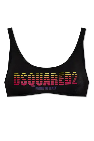 Dsquared2 Logo-print Bikini Top In Black