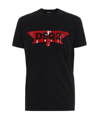 Dsquared2 Logo Printed T-shirt In Black