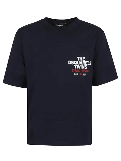 Dsquared2 Logo Printed T-shirt In W Navy Blue
