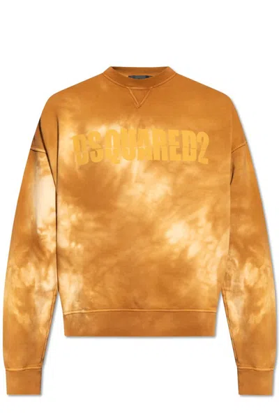 Dsquared2 Logo Printed Tie Dyed Crewneck Sweatshirt In Multi
