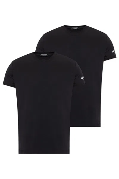Dsquared2 Logo Printed Two-pack T-shirt In Black