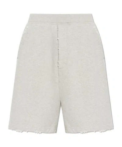 Dsquared2 Logo Printed Vintage Effect Distressed Shorts In White