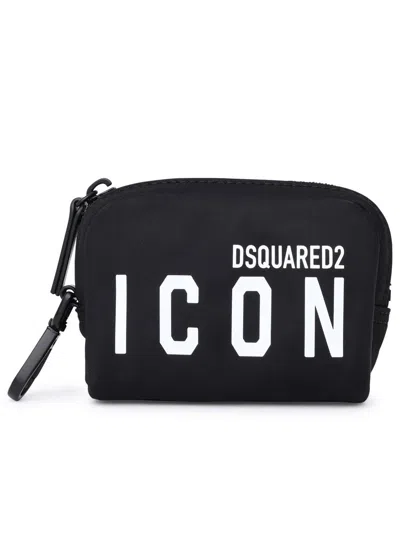 Dsquared2 Logo-printed Zipped Make-up Bag In Black
