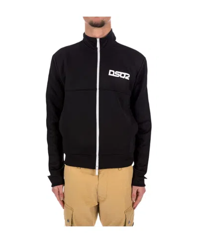 Dsquared2 Logo Printed Zipped Sports Jacket In Black