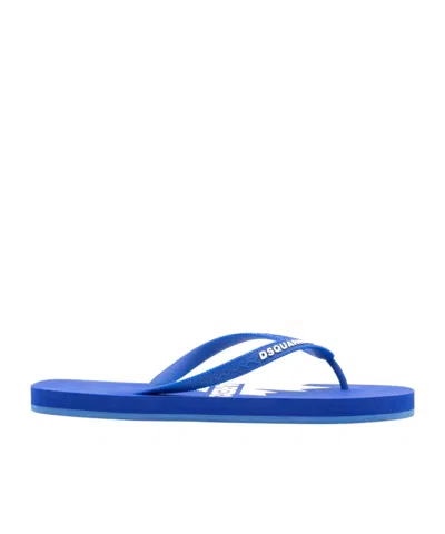 Dsquared2 Logo-raised Flip-flops In Blue