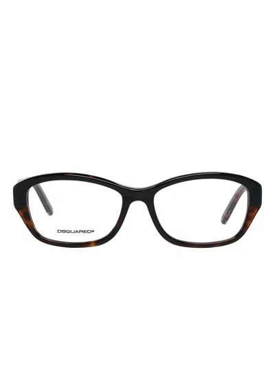 Dsquared2 Logo Rectangle-frame Glasses In Black