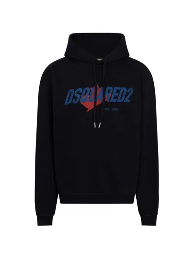 Dsquared2 Logo Relax-fit Hoodie In Black
