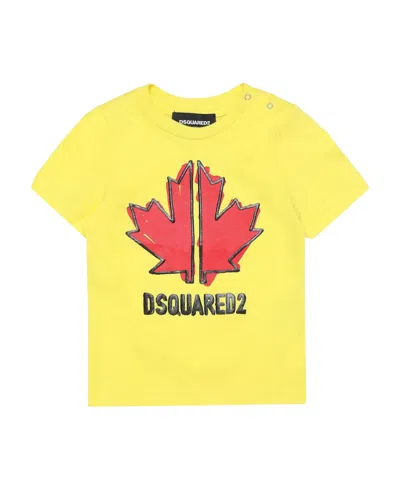 Dsquared2 Logo Short Sleeve T-shirt In Yellow