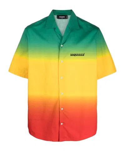 Dsquared2 Color-block Cotton Shirt In Multicolour