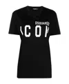 Dsquared2 Men Black Crewneck T-shirt With Maxi Logo Print On The Front In Cotton Man In Black