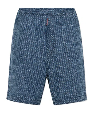 Dsquared2 Textured Denim Shorts In Blue