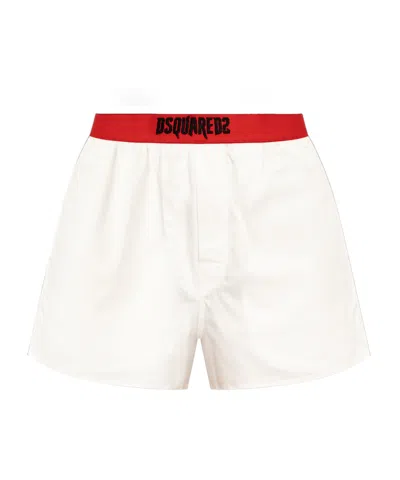 Dsquared2 Horror Logo-embroidered Cotton Boxers In White