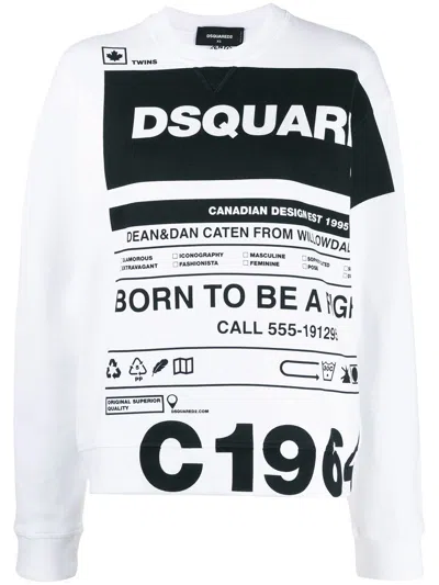 Dsquared2 Logo Slogan Print T-shirt In White