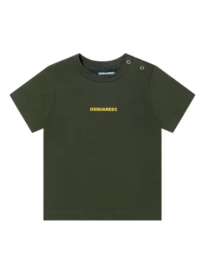 Dsquared2 Babies' Logo Snap-button T-shirt In Green