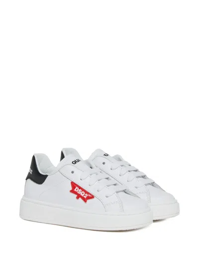 Dsquared2 Kids' Logo Sneakers In White