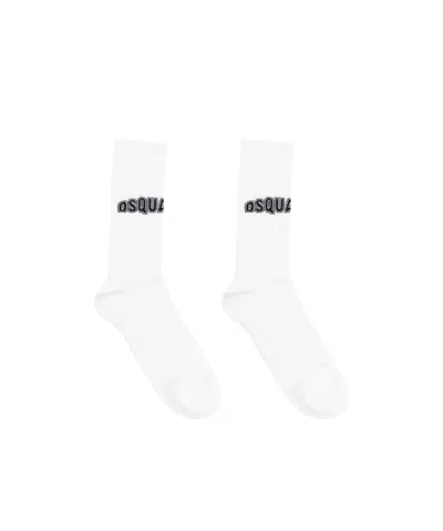 Dsquared2 Logo Socks In White