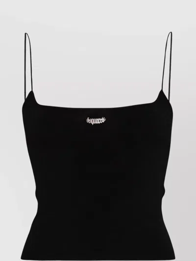 DSQUARED2 LOGO SQUARE NECK CROPPED KNIT TOP
