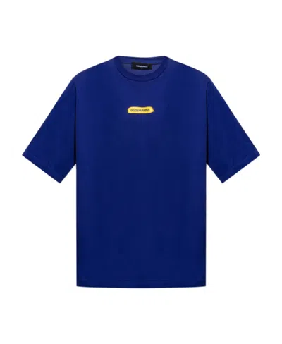 Dsquared2 Logo-stamp Cottont-shirt In Blue