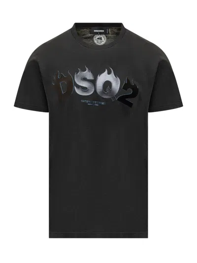 Dsquared2 Logo-stamp Crewneck T-shirt In Black