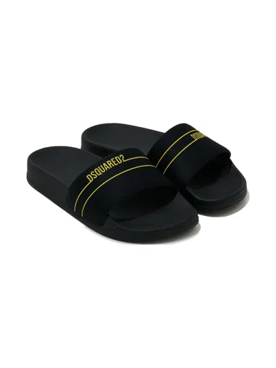 Dsquared2 Logo-strap Flip Flops In Black