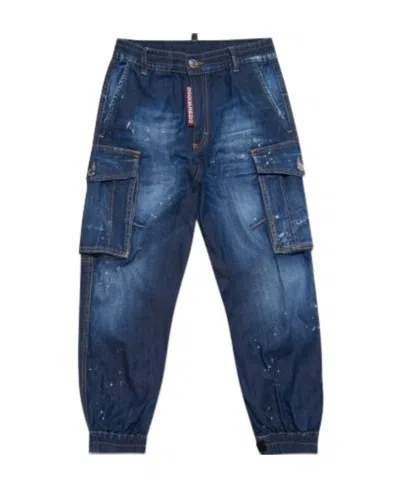 Dsquared2 Logo Stretch Waist Jeans In Blue