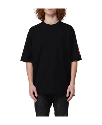 Dsquared2 Logo-stripe Sleeve Cotton T-shirt In Black