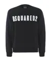 Dsquared2 Cotton Crewneck Sweater With Ribbed Hem In Black