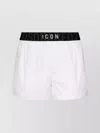 Dsquared2 White Logo Midi Waist Swim Shorts
