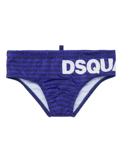 Dsquared2 Kids' Logo Swim Trunks In Blue