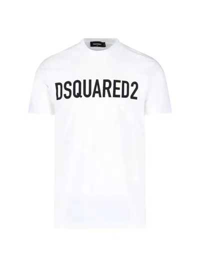 Dsquared2 Logo T-shirt In Bianco