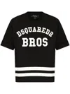 Dsquared2 Logo Printed Striped Crewneck T-shirt In Black