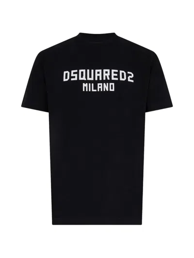 Dsquared2 Round Neck Short Sleeve Logo Print T-shirt In Black