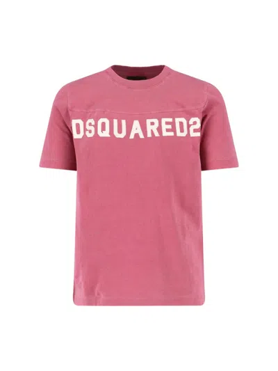 Dsquared2 Crew Neck T-shirt Short Sleeve Style In Pink