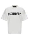 Dsquared2 Loose-fit White Cotton T-shirt With Logo Print In White/black