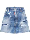 Dsquared2 Logo-tag Distressed Denim Shorts In Denim