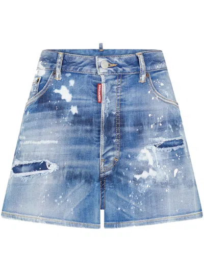 Dsquared2 Logo-tag Distressed Denim Shorts