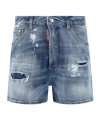 Dsquared2 Distressed High Waist Denim Shorts In Blue