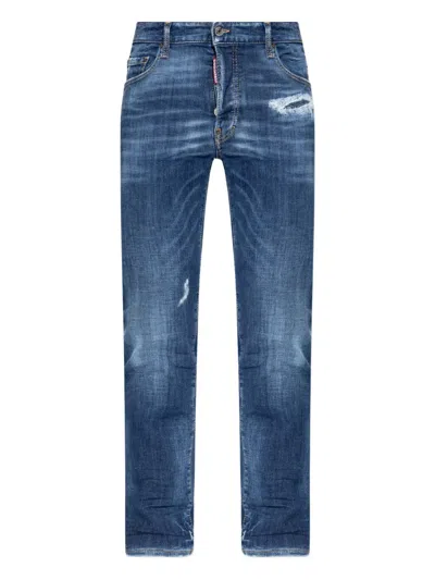 Dsquared2 Stretch Cotton Skater Jeans In Blue