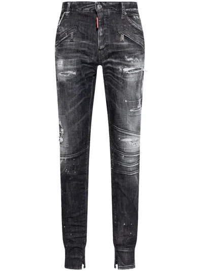 Dsquared2 Logo-tag Jeans In Schwarz
