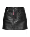 Dsquared2 Woman Mini Skirt Black Size 8 Ovine Leather