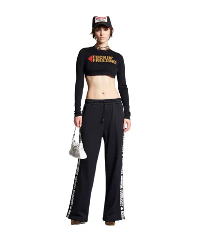 Dsquared2 Logo-tape Cotton Track Pants In Black