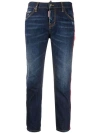 DSQUARED2 LOGO TAPE CROPPED DENIM JEANS