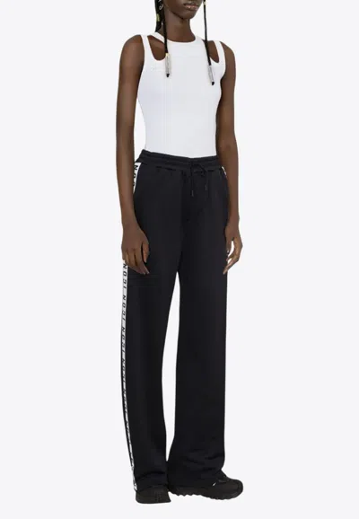 Dsquared2 Logo Tape Wide-leg Track Pants In Black
